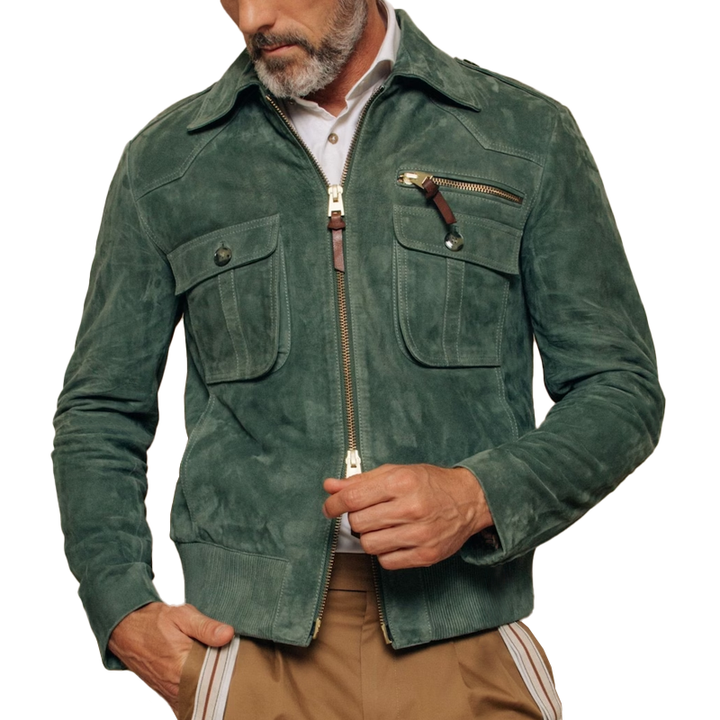 Benjie - Men's Retro Lapel Zipper Suede Jacket