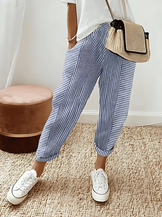 Dahlia | Striped Cotton Pants