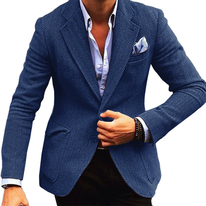 Ethan Men's Vintage Herringbone Lapel Single Breasted Blazer