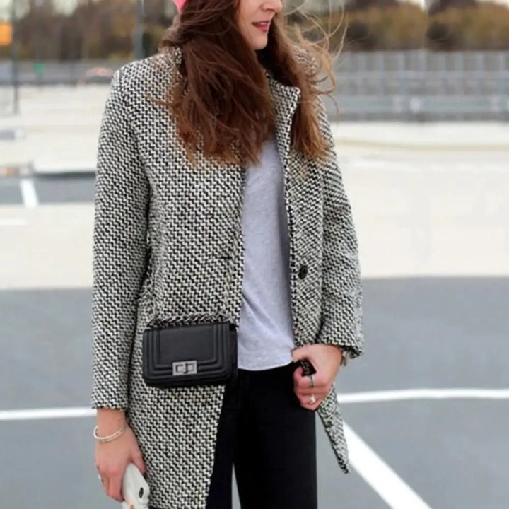 Clara - Houndstooth Long Coat