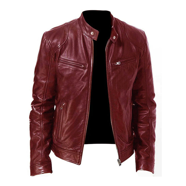 Carlos - Men's Stand Collar Slim Fit Leather Jacket