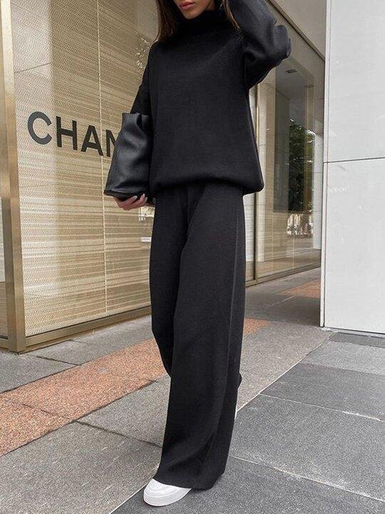 Lilibeth - Knitted solid color loose casual suit