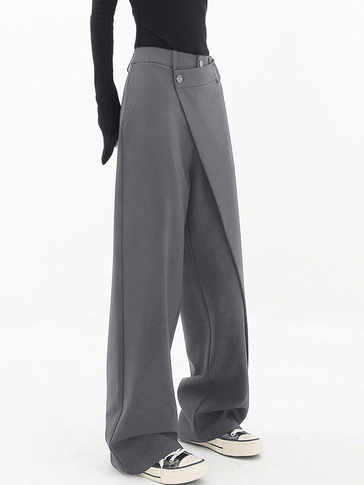 Agatha - Asymmetrical Layer Button Baggy Wide Leg Pants