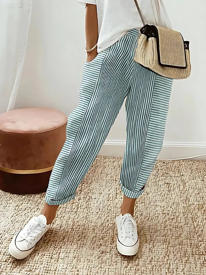 Dahlia | Striped Cotton Pants