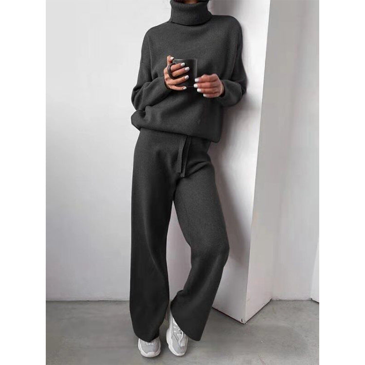 Dennise - Turtleneck Solid Color Sweater Knit Set