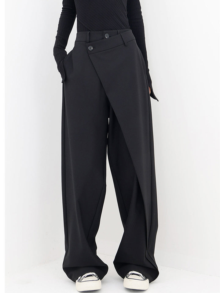 Agatha - Asymmetrical Layer Button Baggy Wide Leg Pants