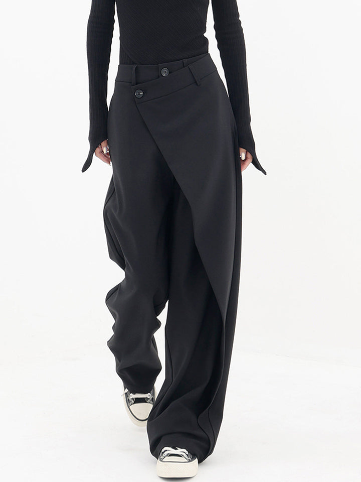 Agatha - Asymmetrical Layer Button Baggy Wide Leg Pants