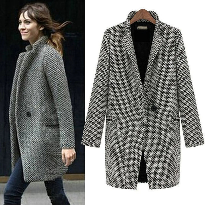 Clara - Houndstooth Long Coat