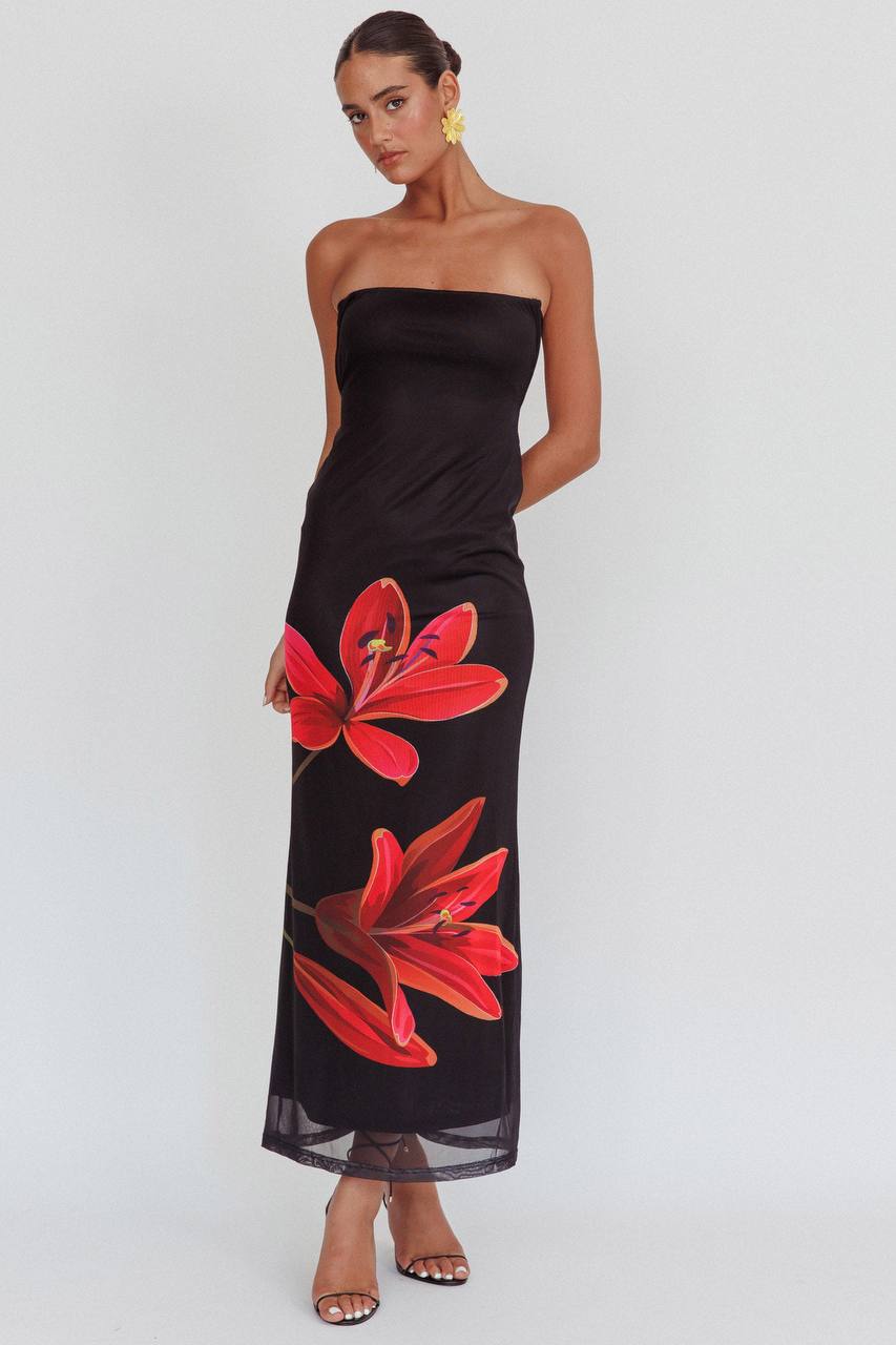 Eva - Strapless Floral Dress