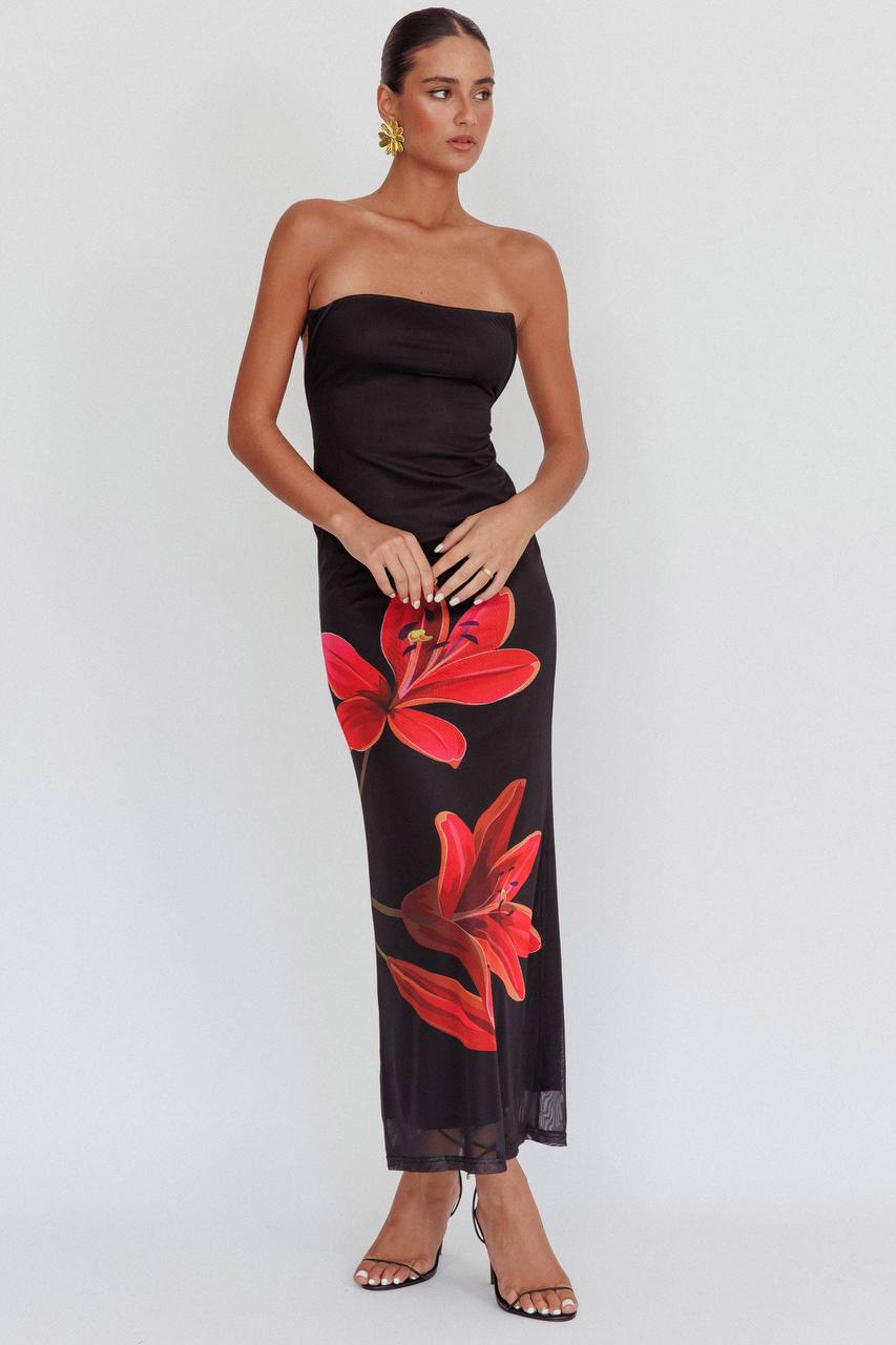 Eva - Strapless Floral Dress