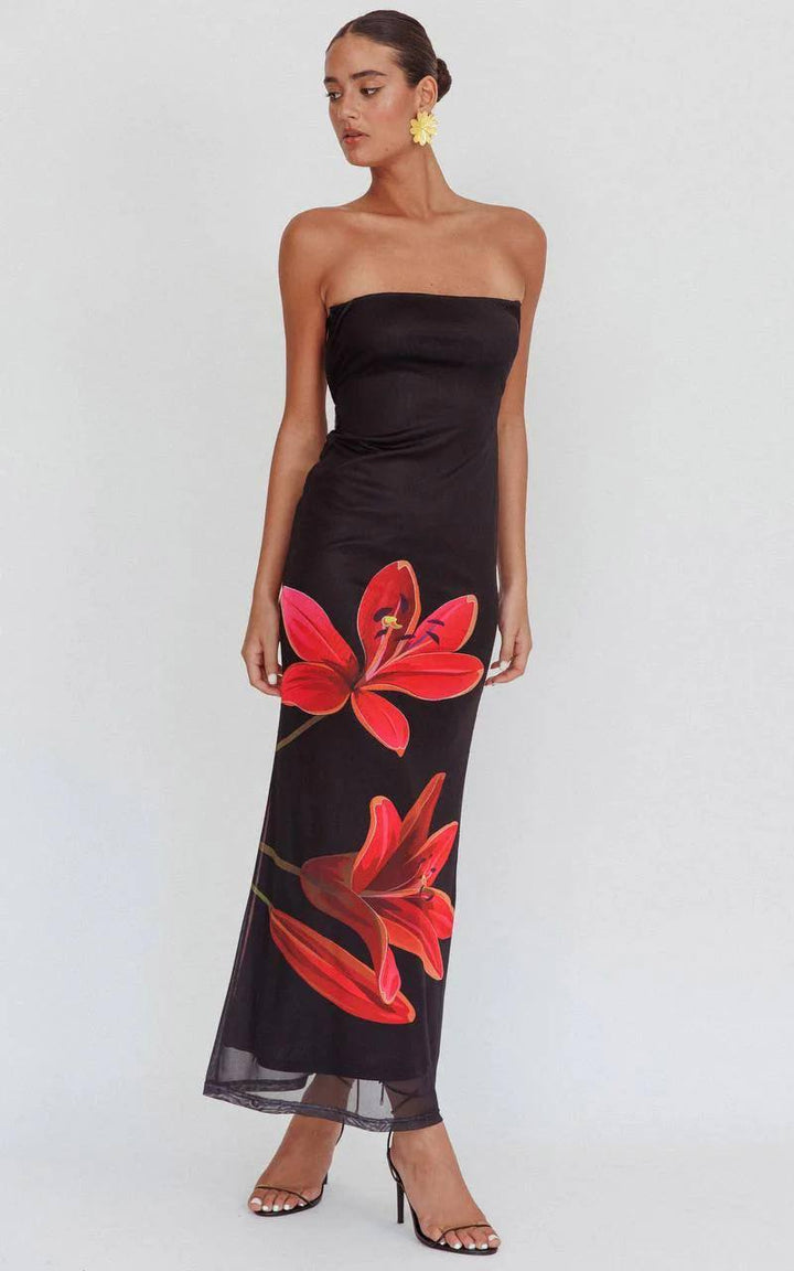 Eva - Strapless Floral Dress