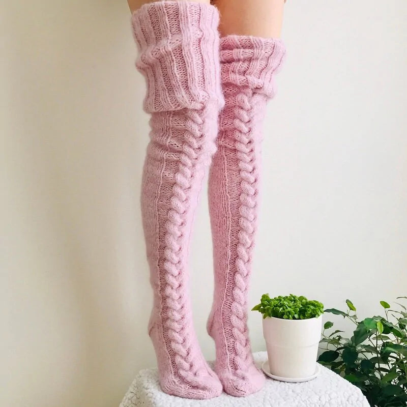 Elena - Cozy Cable Knit Over-the-Knee Socks