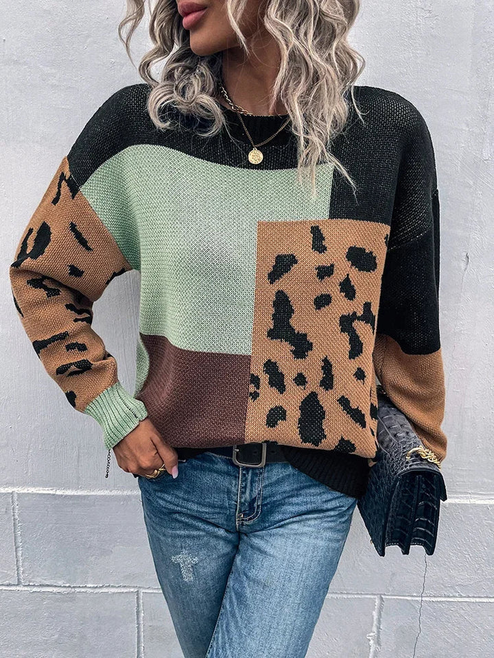 Isla | Vintage Leopard Patchwork Jumper