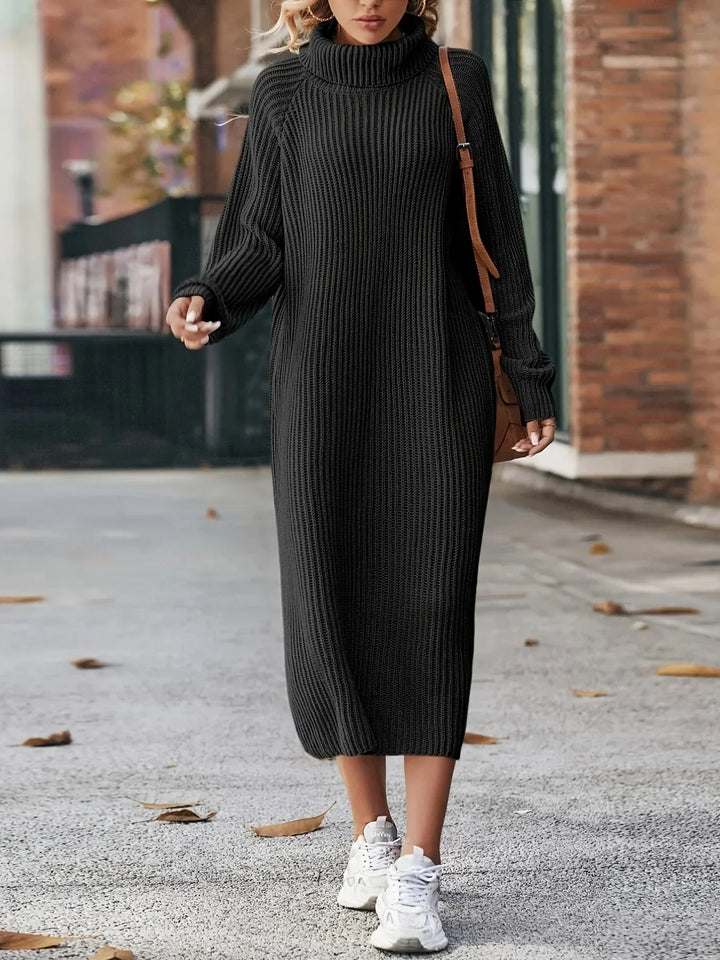 MARINA - RIBBED TURTLENECK DRESS