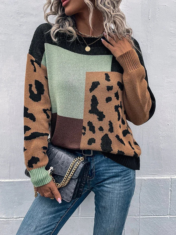 Isla | Vintage Leopard Patchwork Jumper