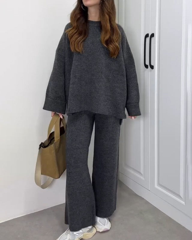 Casie - Casual Crewneck Sweater & Pants Two-piece Set