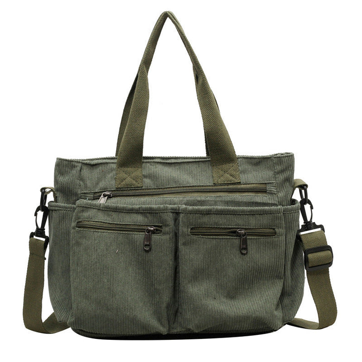 Solid Colour Corduroy Tote Bag