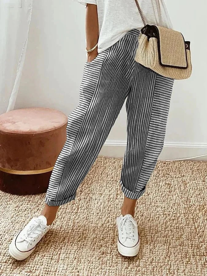 Noa™ | Striped Cotton Trousers