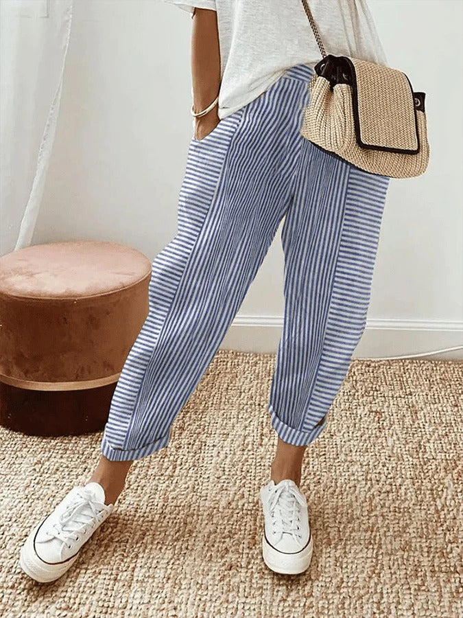 Noa™ | Striped Cotton Trousers