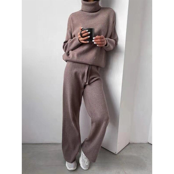 Dennise - Turtleneck Solid Color Sweater Knit Set