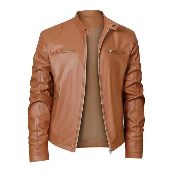 Carlos - Men's Stand Collar Slim Fit Leather Jacket