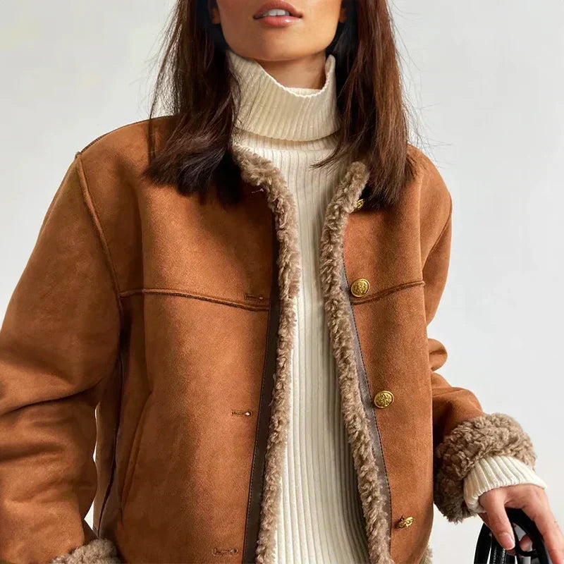 Rosalie™ - Sheepskin Button Jacket