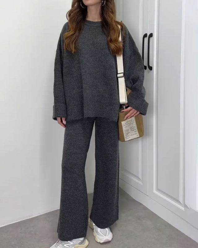 Casie - Casual Crewneck Sweater & Pants Two-piece Set