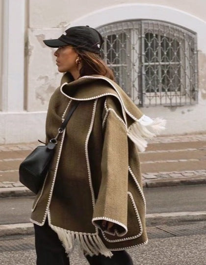 Hepburn Style Woolen Cape Coat