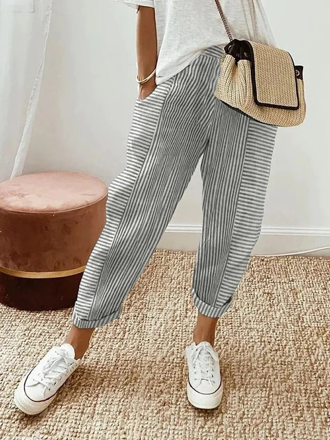 Noa™ | Striped Cotton Trousers