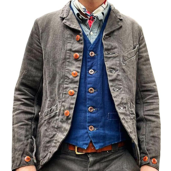 Julian - Men's Vintage Lapel Multi Pocket Jacket