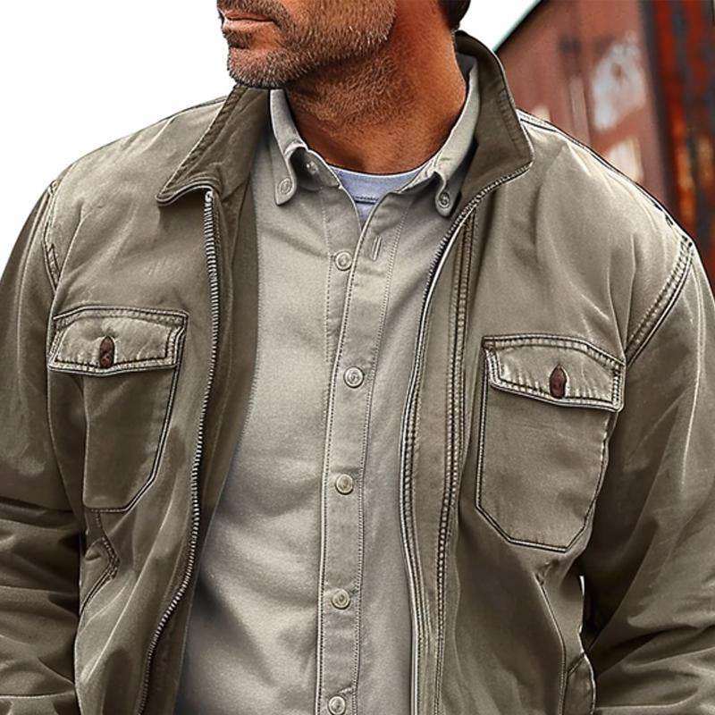 Emerson - Men's Vintage Distressed Canvas Zip Jacket