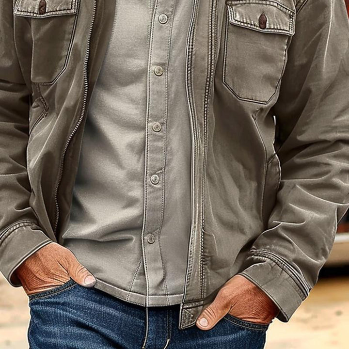 Emerson - Men's Vintage Distressed Canvas Zip Jacket