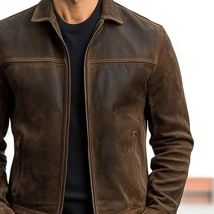 Theo - Men's Zipper Leather Jacket