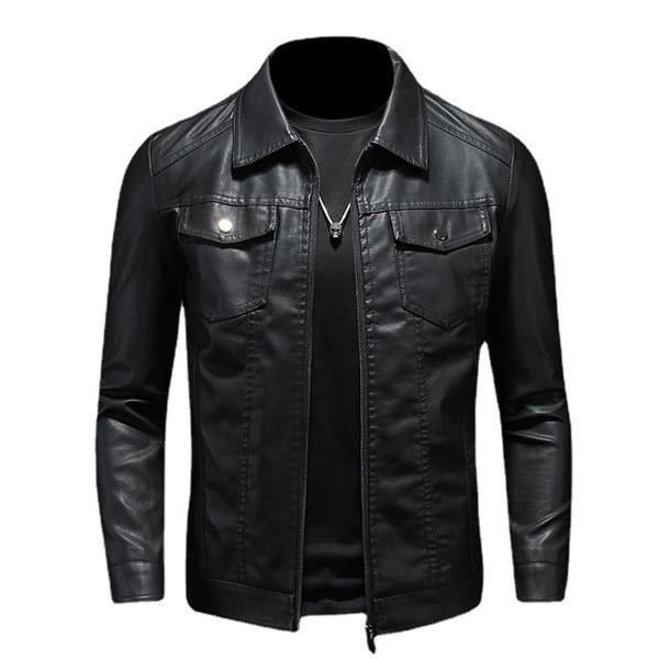 Andrew - Men's Lapel Leather Biker Jacket