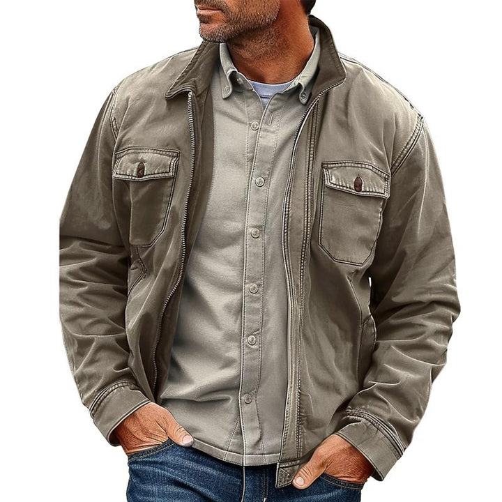 Emerson - Men's Vintage Distressed Canvas Zip Jacket