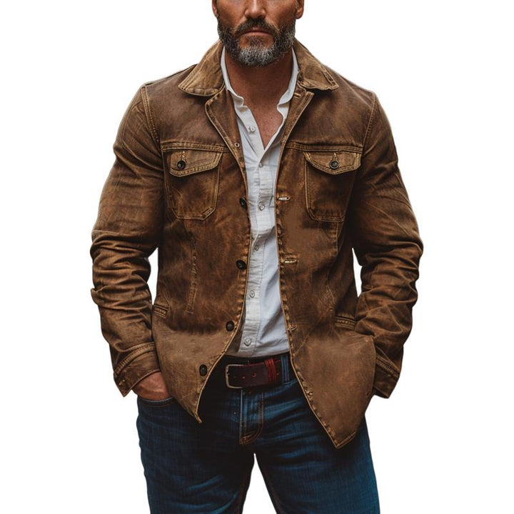 Arthur - Men's Vintage Heavy Washed Leather Work Jacket