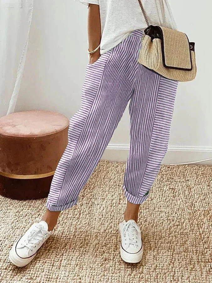 Noa™ | Striped Cotton Trousers