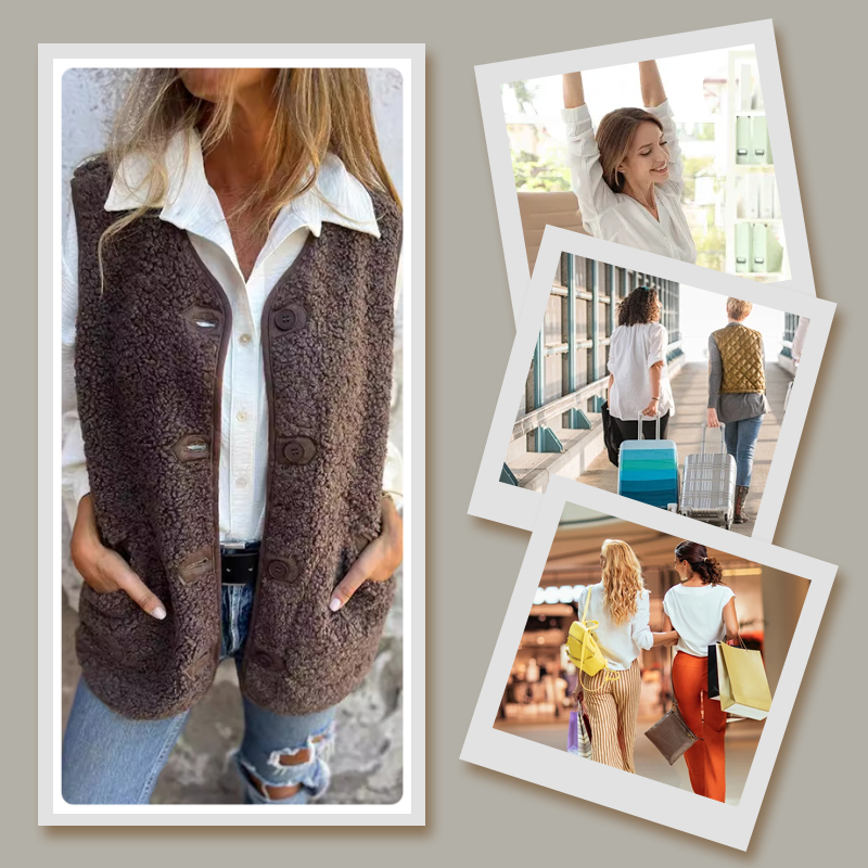 Bella - Women's winter vest in soft wool with buttons