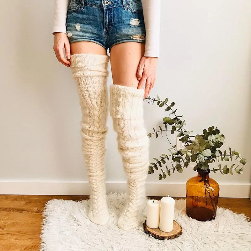 Elena - Cozy Cable Knit Over-the-Knee Socks